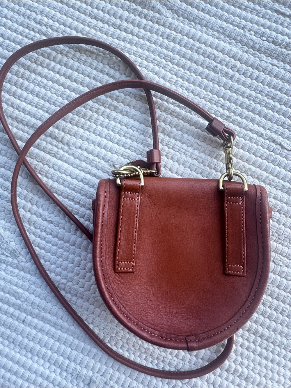 Vintage Coach 9826 Mini Belt Bag British Tan Leather Crossbody 90s - Picture 6 of 14